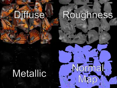 Butterfly Metal Art Model Pack Low-poly 3D model purchase