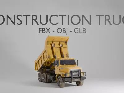 Construction Dump Truck 3D Model - Heavy Vehicle - FBX OBJ GLB 3D model
