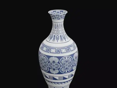 Blue and White Ornamental Vase Free 3D model