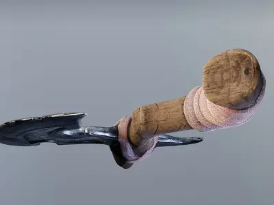 Carved Runed Worn PBR Game Ready Hand Axe Low-poly 3D model