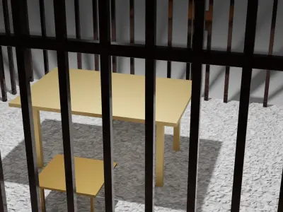 Prison cage with table 3D model