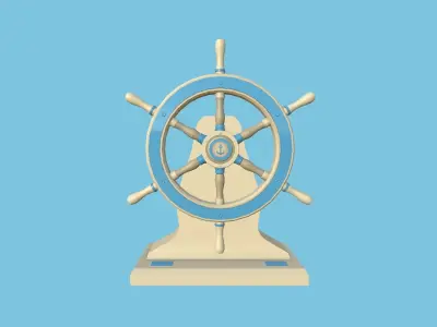 Pirate Ship Wheel 05 - Blue Cartoon - Helm Interior Parts Low-poly 3D model