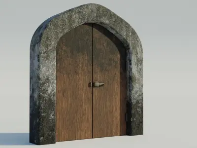 Antique door 3D model PBR materials 4K Low-poly 3D model