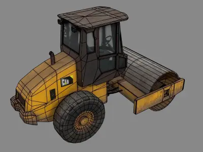 Road roller Low-poly 3D model