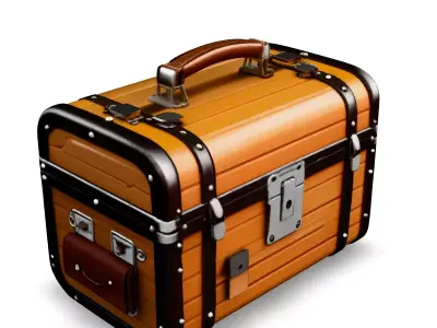 Vintage Travel Suitcase 3D Model Low-poly 3D model
