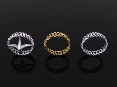 Cuban Link Band Ring SIZE 6 3D print model