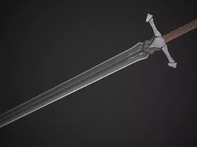 Long Sword Game-ready with texture sets Free low-poly 3D model