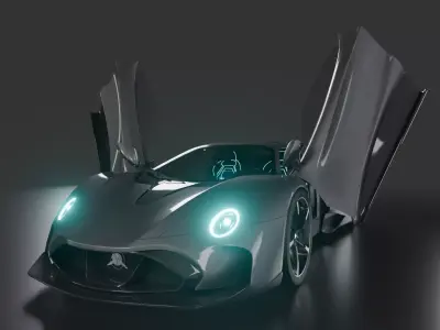 JTX SP50 Aetherion Hypercar Convertible rigged and animated Low-poly 3D model