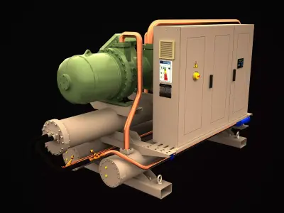 water cooled screw chiller 3D model