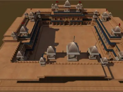 Castle temple Low-poly 3D model