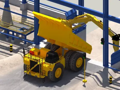 Crushing Plant Low-poly 3D model