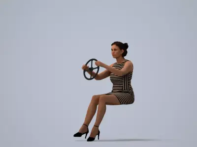 00189Cameron019 - Adult Caucasian woman driving car in casual 3D model