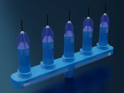 Multi Injector 5 Needles Straight Blue 3D model