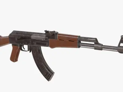 AK-47 rifle Low-poly 3D model