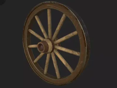 A Wheel of A Woodcart Farmer Low-poly 3D model