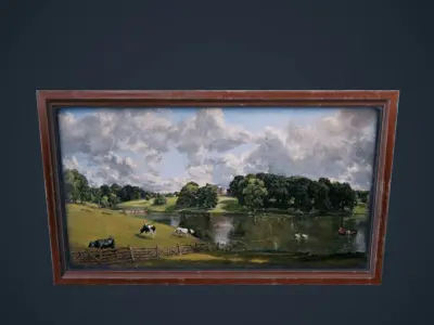 Old paints  frame Wood  HDRP Antique Low-poly 3D model