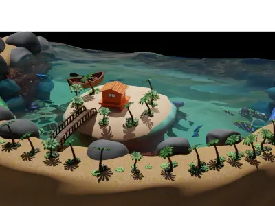 Treasure Island Scenery Low-poly 3D model