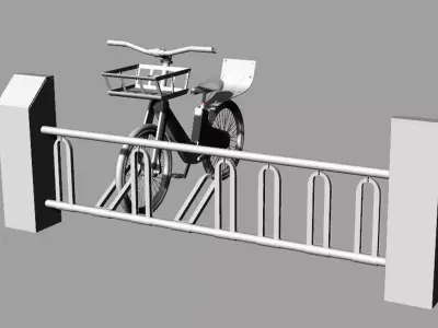 Bicycle and Rack 3D model