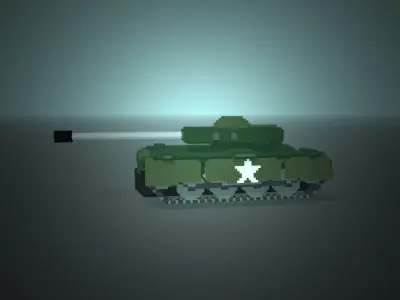 War tank Voxel  Low-poly 3D model