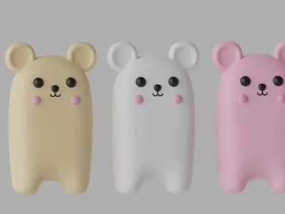 Cartoon Cute Mouse Rat Bear 3D model