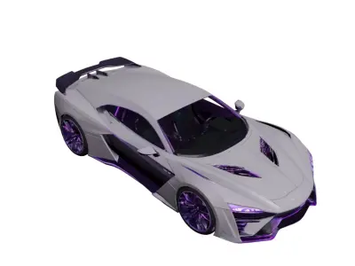 Premium Silver Futuristic Hypercar Advanced Concept Vehicle 3D model
