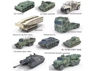 10 Military Vehicles Collection v19 Low-poly 3D model