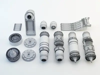 TURBINE SET - SUBDIVISION READY 3D model
