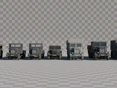 WW2 Vehicles Asset Pack - High Definition 3D Car Bundle Low-poly 3D model