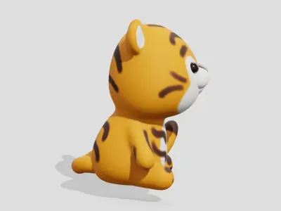 Cute little tiger sitting  3D model