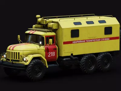 Emergency Technical Services Truck Low-poly 3D model