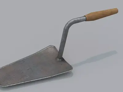 Trowel PBR metal shovel with wooden handle Low-poly 3D model