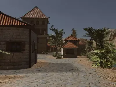 Desert Village Landscape 3D model buy