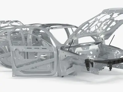 Car Frame Unibody Structure Rigged 3D model