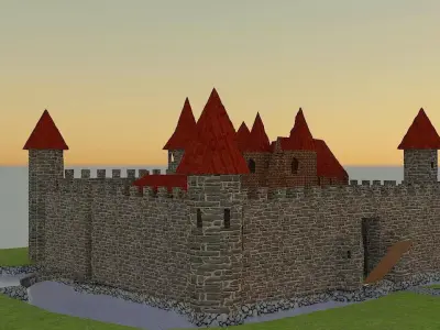 Black Stone Fort Free low-poly 3D model