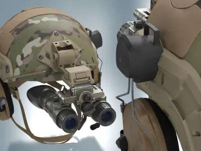  Military Ballistic Helmet with NVG Binocular Camo Used 