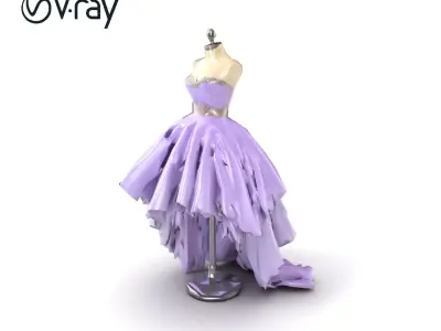 Whimsical Evening Dress Mannequin Model Pack Low-poly 3D model