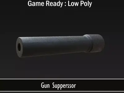 Suppressor game ready gun suppresor Low-poly 3D model