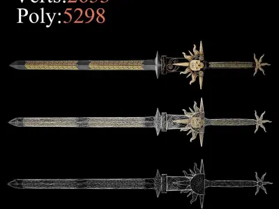 Free Game ready Sword PBR Low poly Free low-poly 3D model