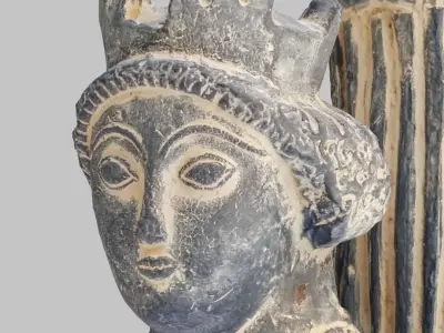 Scanned ancient female cup statue Low-poly 3D model