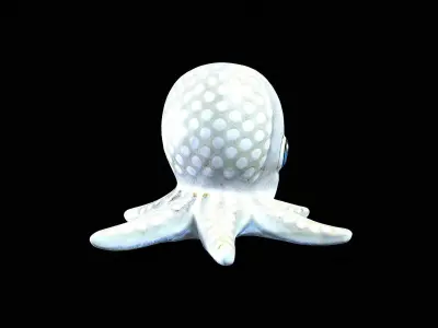 Cute white little octopus 3D model