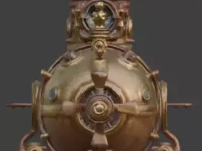 Steampunk Heavy Tactical Submarine 3D Model Low-poly 3D model