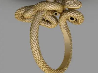 Antique Snake Diamond Ring 3D print model