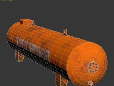 Industrial hydrochloric acid storage tank 3D model