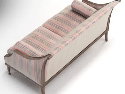 Black and White Striped Antique Sofa 3D model