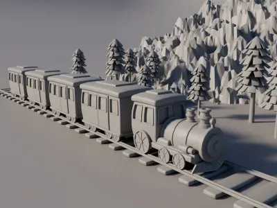 Toony Train Low-poly 3D model
