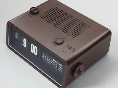 Retro Radio Alarm Flip Clock 3D model