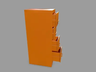 Cabinet tall orange shelf Low-poly 3D model