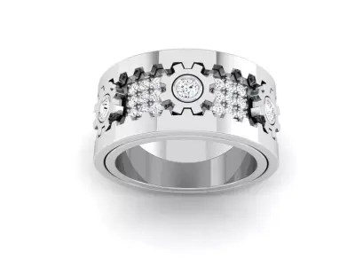 Steampunk Gear Diamond Ring 3D Model 3D print model