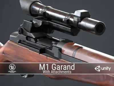 PBR M1 Garand and Attachments Low-poly 3D model