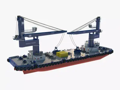 Double Crane Cargo Ship 3D model